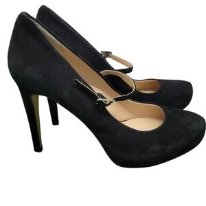 Vince Camuto Black Suede Beverly Mary Jane Heel Classic Women Size 9M HG9247